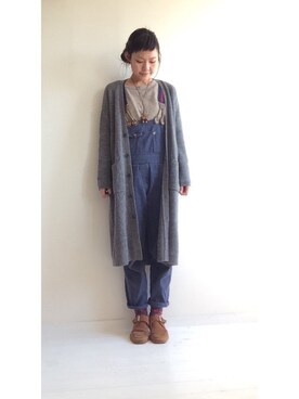 「寒い」｜「アイテム（サロペット/オーバーオール）」を使った、saccoさん（レディース・163cm）の冬コーディネート