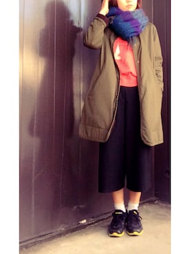 「寒い」｜「アイテム（ミリタリージャケット）」を使った、saccoさん（レディース・163cm）の春コーディネート