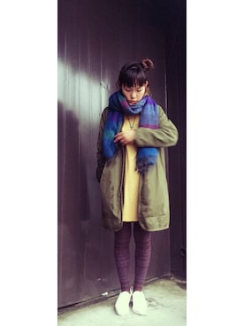 「アーミー」｜「アイテム（ワンピース/ドレス）」を使った、saccoさん（レディース・163cm）の春コーディネート