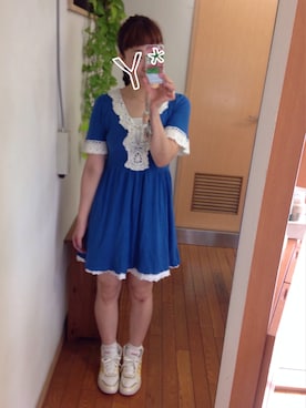 「ジャパンブルー」｜「アイテム（ワンピース/ドレス）」を使った、chibiusa◌⑅⃝さん（レディース・160cm）の夏コーディネート
