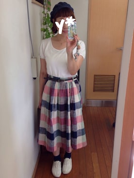 「PUAL CE CIN（ピュアルセシン）のアイテム（ハンチング/ベレー帽）」を使った、chibiusa◌⑅⃝さん（レディース・160cm）の夏コーディネート