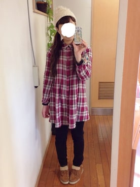 「チェックワンピース」｜「アイテム（その他雑貨）」を使った、chibiusa◌⑅⃝さん（レディース・160cm）の冬コーディネート