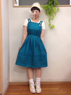「ヴィンテージワンピース」｜「アイテム（帽子）」を使った、chibiusa◌⑅⃝さん（レディース・160cm）の夏コーディネート