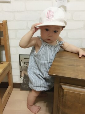 「ドラフトGAP」｜「アイテム（キャップ）」を使った、chibiusa◌⑅⃝さん（キッズ・70cm）の夏コーディネート