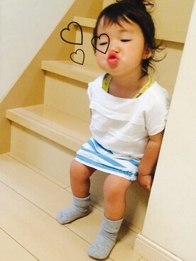 「babyGAP（babyGAP）のアイテム（Tシャツ/カットソー、ホワイト系）」を使った、miiiiiさん（キッズ）の夏コーディネート