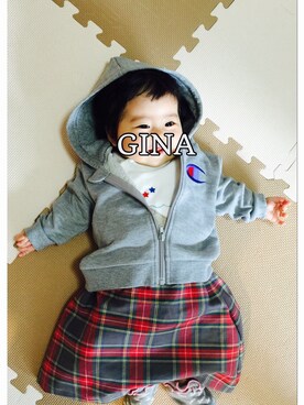 「タータンチェック」｜GINAさん（キッズ・80cm）の秋コーディネート