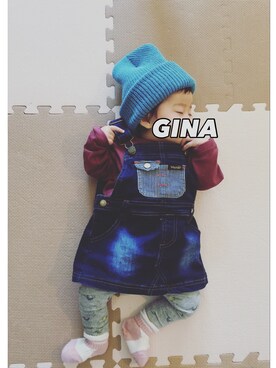 「Wrangler」｜「アイテム（サロペット/オーバーオール）」を使った、GINAさん（キッズ・70cm）の秋コーディネート