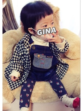 「Wrangler」｜「アイテム（サロペット/オーバーオール）」を使った、GINAさん（キッズ・80cm）の秋コーディネート