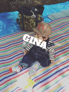 「ＧＷ」｜「アイテム（オールインワン・サロペット）」を使った、GINAさん（キッズ・80cm）の春コーディネート