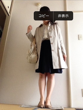 「シャツイン」｜「アイテム（その他アウター）」を使った、でこぽんさん（レディース・152cm）の春コーディネート