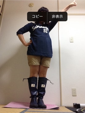 「Cinemaのアイテム」を使った、でこぽんさん（レディース・152cm）の夏コーディネート