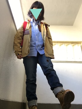 「チチカカ」｜「アイテム（マウンテンパーカー）」を使った、でこぽんさん（レディース・152cm）の冬コーディネート