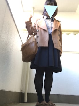 「タフタスカート」｜「アイテム（ジャケット/アウター）」を使った、でこぽんさん（レディース・152cm）の冬コーディネート
