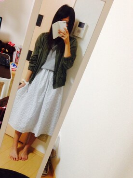 「natural couture（ナチュラルクチュール）のアイテム（ノーカラージャケット）」を使った、mocoさん（レディース・163cm）の秋コーディネート