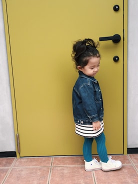 「PETIT BATEAU（プチバトー）のアイテム（デニムジャケット）」を使った、ninicoさん（キッズ・90cm）の秋コーディネート