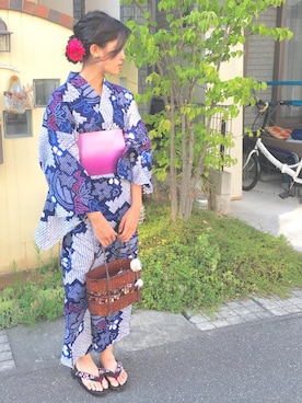 「琵琶湖花火大会」｜kiki*さん（レディース・158cm）の夏コーディネート