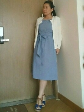 「ZARA（ザラ）のアイテム（ワンピース、ブルー系）」を使った、ちるちるさん（レディース・155cm）の春コーディネート
