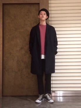 「春物」｜「アイテム（その他アウター）」を使った、NAGANOさん（メンズ・174cm）の冬コーディネート