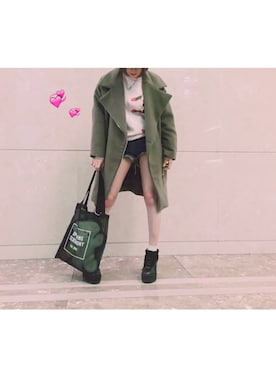 「g.v.g.v.」｜「アイテム（ダウンジャケット/コート）」を使った、mina♡さん（レディース・157cm）の冬コーディネート