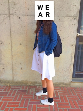 「GRL（グレイル）のアイテム（デニムジャケット）」を使った、熊野  里香さん（レディース・159cm）の春コーディネート
