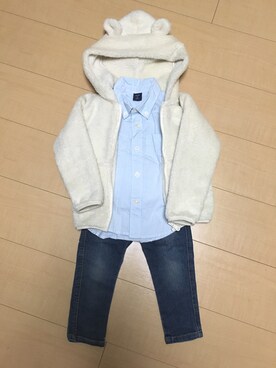 「こども ビームス（コドモビームス）のアイテム（パーカー）」を使った、とーままさん（キッズ・90cm）の春コーディネート