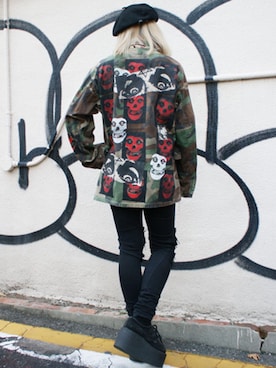 「アイテム（ミリタリージャケット）」を使った、upanishad.MAIさん（レディース・158cm）の冬コーディネート