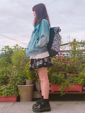 「だぼだぼ」｜「アイテム（デニムジャケット）」を使った、城戸さくら(さくさん)さん（レディース・158cm）の秋コーディネート