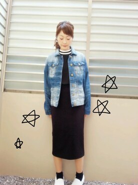 「白いスニーカー」｜「アイテム（デニムジャケット）」を使った、syk***さん（レディース・158cm）の春コーディネート