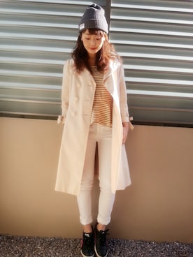 「ぺプラムトップス」｜「アイテム（ニットキャップ/ビーニー）」を使った、syk***さん（レディース・158cm）の春コーディネート