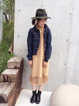 「AS KNOW AS plus（アズノゥアズプラス）のアイテム（デニムジャケット）」を使った、syk***さん（レディース・158cm）の秋コーディネート