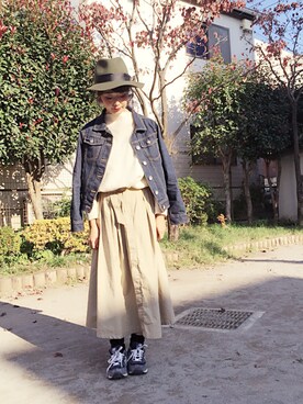 「AS KNOW AS plus（アズノゥアズプラス）のアイテム（デニムジャケット）」を使った、syk***さん（レディース・158cm）の秋コーディネート