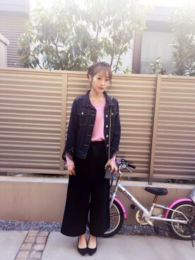 「AS KNOW AS plus（アズノゥアズプラス）のアイテム（デニムジャケット）」を使った、syk***さん（レディース・158cm）の冬コーディネート