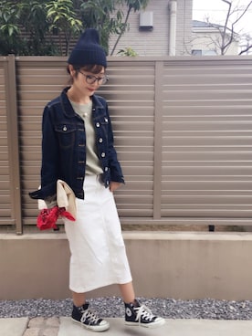 「AS KNOW AS plus（アズノゥアズプラス）のアイテム（デニムジャケット）」を使った、syk***さん（レディース・158cm）の春コーディネート