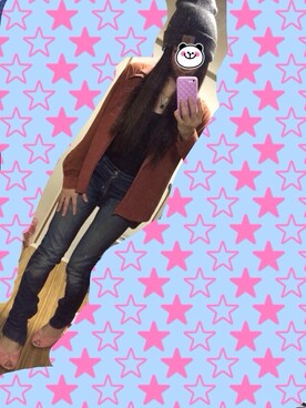 「アイテム（デニムパンツ、ブルー系）」を使った、ぽにょさん（レディース）の春コーディネート