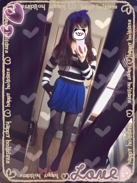 「アイテム（ニット/セーター、その他）」を使った、ぽにょさん（レディース）の春コーディネート