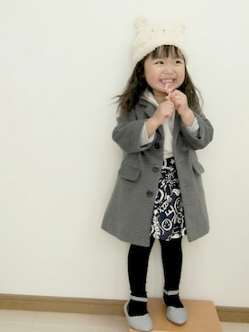 「アイテム（チェスターコート）」を使った、waka_0115さん（キッズ・100cm）の冬コーディネート