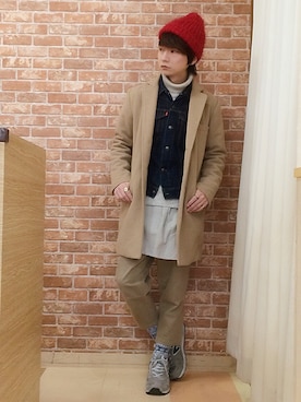 「Gジャン×タートルネック」｜「アイテム（アクセサリー）」を使った、chanさん（メンズ・162cm）の冬コーディネート