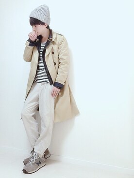 「H&M（エイチ・アンド・エム）のアイテム（トレンチコート）」を使った、chanさん（メンズ・162cm）の春コーディネート