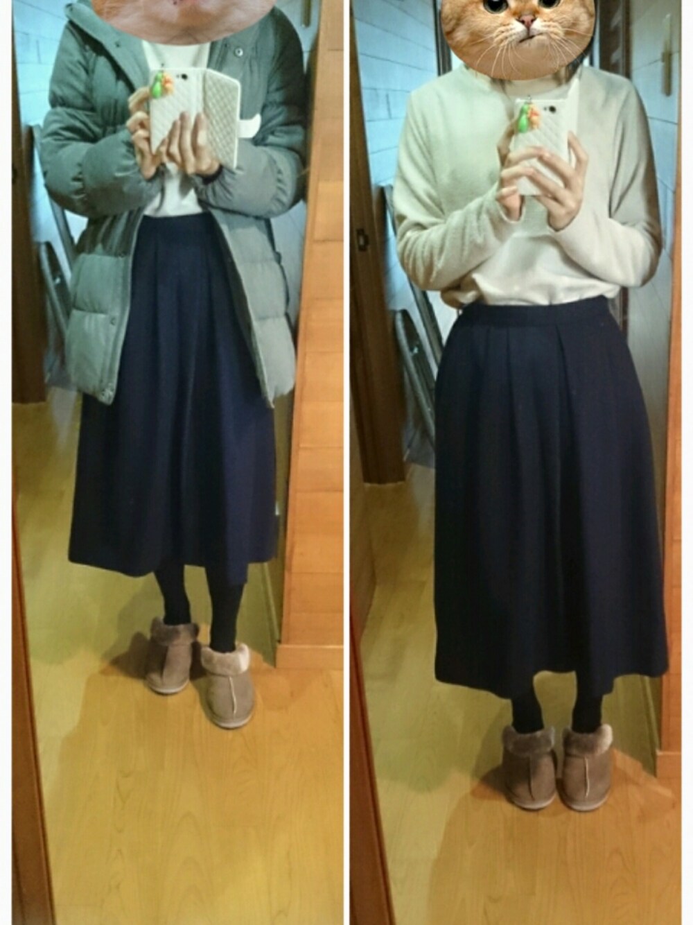 「冬のSALEで買いました！（アウター）」｜「ikkaのアイテム（スウェット、ベージュ系）」を使った、yukarin-no1さん（レディース・159cm）の冬コーディネートの1枚目の写真