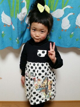 「アイテム（ワンピース/ドレス）」を使った、わらしちゃん😻さん（キッズ・100cm）の秋コーディネート