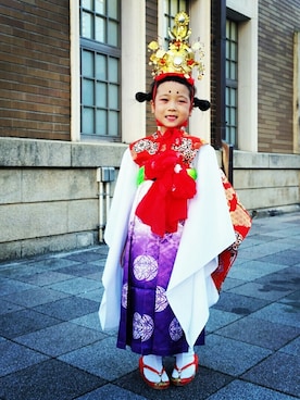 「アイテム（水着/着物・浴衣）」を使った、わらしちゃん😻さん（キッズ・100cm）の秋コーディネート