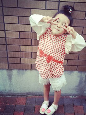 「アイテム（ワンピース/ドレス）」を使った、わらしちゃん😻さん（キッズ・100cm）の秋コーディネート