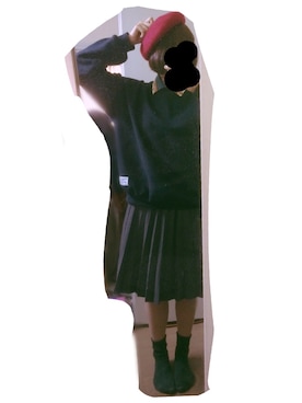 「スウエット」｜「アイテム（ハンチング/ベレー帽）」を使った、えびーさん（レディース・160cm）の冬コーディネート