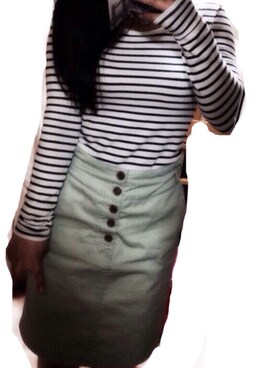 「w closet（ダブルクローゼット）のアイテム（スカート、グリーン系）」を使った、ａｙａｐａｎさん（レディース・156cm）の秋コーディネート