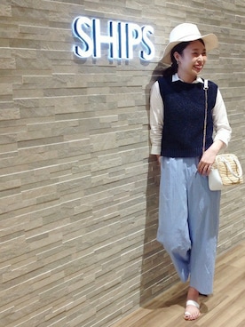 「ノースリーブニット」｜上田さん（レディース・173cm）の春コーディネート