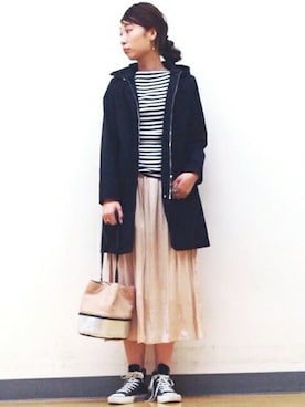 「スカーチョ」｜「アイテム（その他アウター）」を使った、上田さん（レディース・173cm）の冬コーディネート
