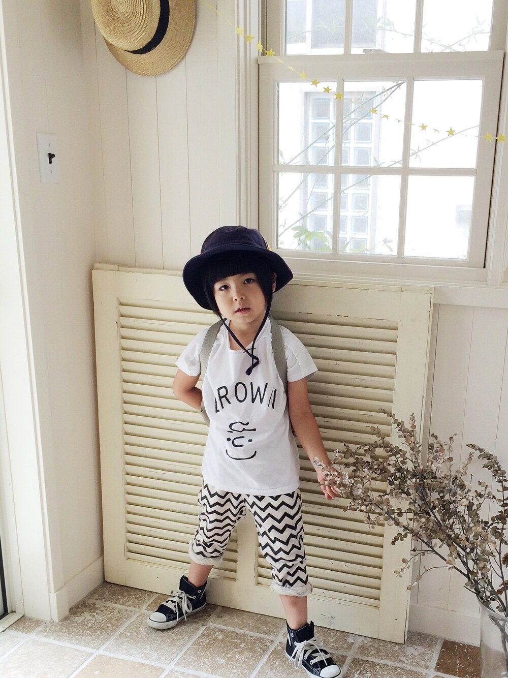 「SALEで買いました」｜「ZARA KIDSのアイテム（その他パンツ、ブラック系）」を使った、rentanさん（キッズ・120cm）の夏コーディネートの1枚目の写真