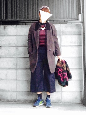 「SPINNS(スピンズ)のアイテム(ストール/ショール)」を使った、みいちゃんさん(レディース・158cm)の冬コーディネート