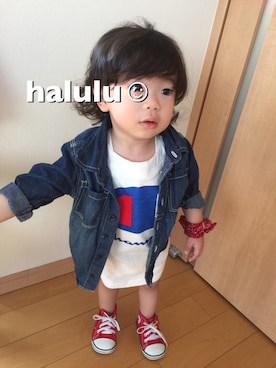 「ROPE' PICNIC（ロペピクニック）のアイテム（財布/小物）」を使った、haluluさん（キッズ・80cm）の春コーディネート