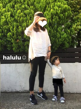 「NANO universe（ナノユニバース）のアイテム（パンツ）」を使った、haluluさん（キッズ・80cm）の春コーディネート